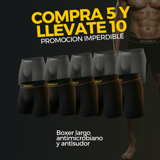 COMPRA 5 Y LLÉVATE 10 – Bóxers Bambux: Protección antibacteriana y confort premium
