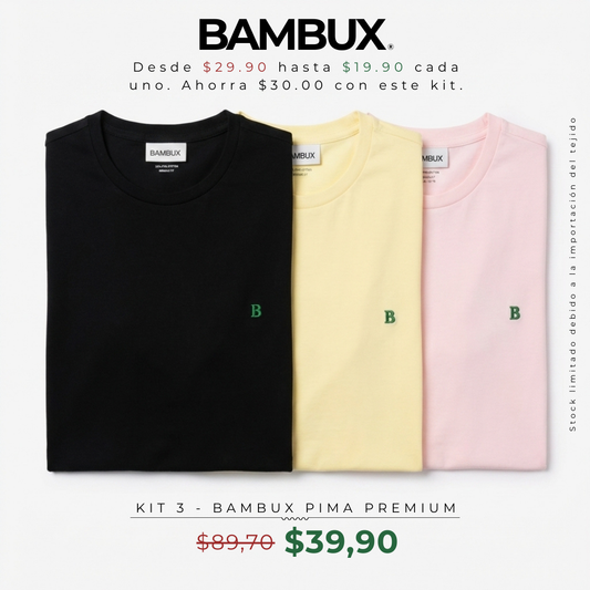 Kit 3 Camisetas Bambux Pima Premium – Confort, Calidad y Estilo